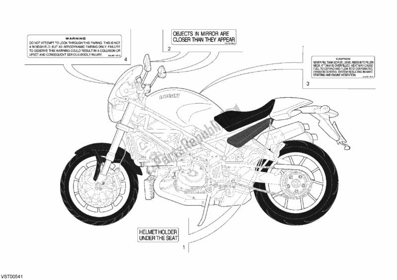 Wszystkie części do Etykiety Ostrzegawcze Usa Ducati Monster S4R USA 1000 2007